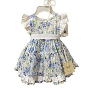 Vintage Laura Ashley London Flower Girl Ruffle Dress Set Made in India Easter